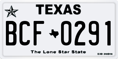 TX license plate BCF0291
