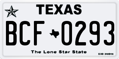 TX license plate BCF0293
