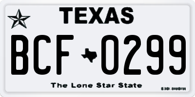 TX license plate BCF0299