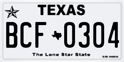 TX license plate BCF0304