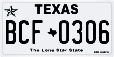 TX license plate BCF0306
