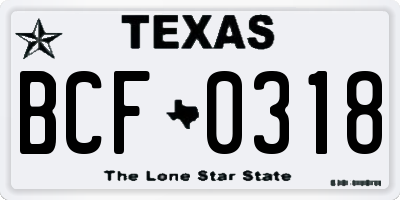 TX license plate BCF0318