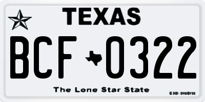 TX license plate BCF0322