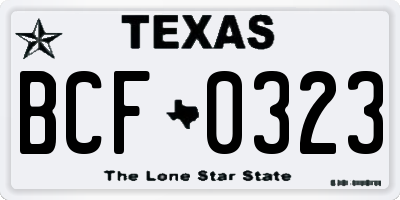 TX license plate BCF0323