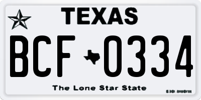 TX license plate BCF0334