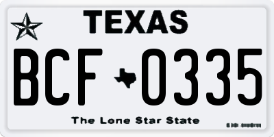 TX license plate BCF0335