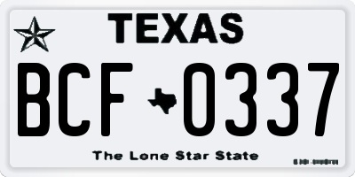 TX license plate BCF0337