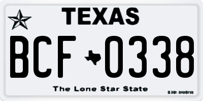 TX license plate BCF0338