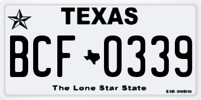 TX license plate BCF0339