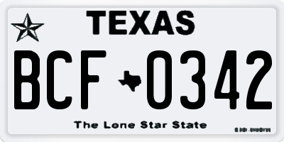 TX license plate BCF0342