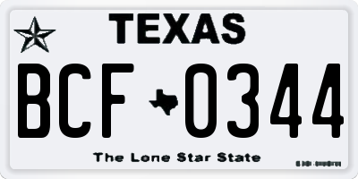TX license plate BCF0344