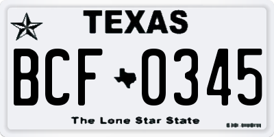TX license plate BCF0345