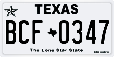 TX license plate BCF0347