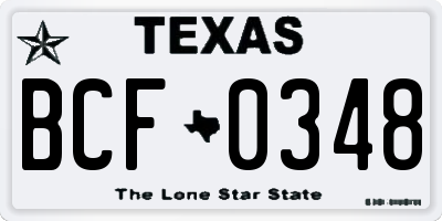 TX license plate BCF0348
