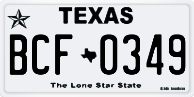 TX license plate BCF0349
