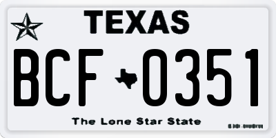 TX license plate BCF0351