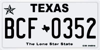 TX license plate BCF0352