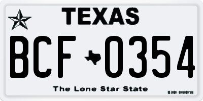 TX license plate BCF0354