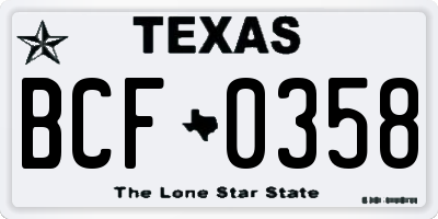 TX license plate BCF0358