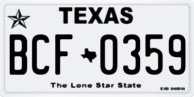 TX license plate BCF0359