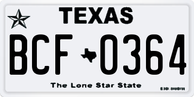 TX license plate BCF0364
