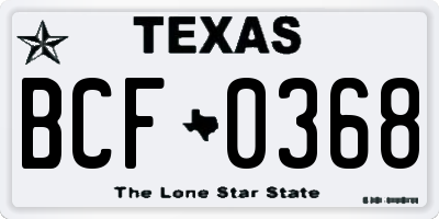 TX license plate BCF0368