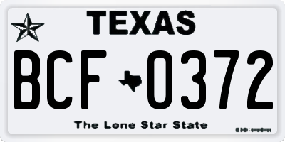 TX license plate BCF0372