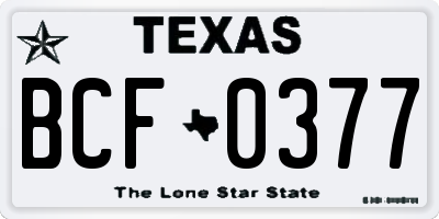 TX license plate BCF0377