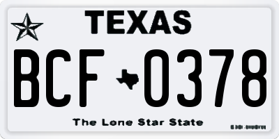 TX license plate BCF0378
