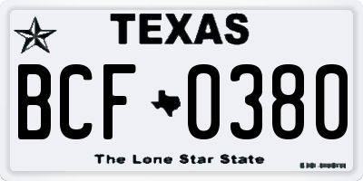 TX license plate BCF0380