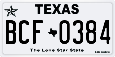 TX license plate BCF0384