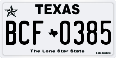TX license plate BCF0385
