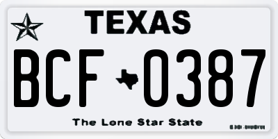 TX license plate BCF0387