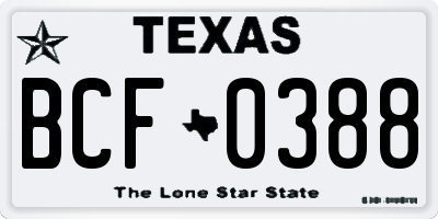 TX license plate BCF0388