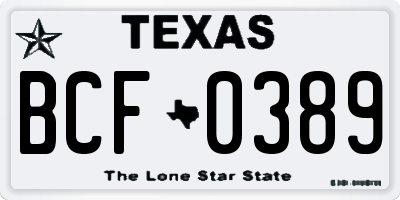 TX license plate BCF0389