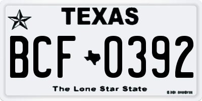 TX license plate BCF0392