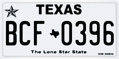 TX license plate BCF0396