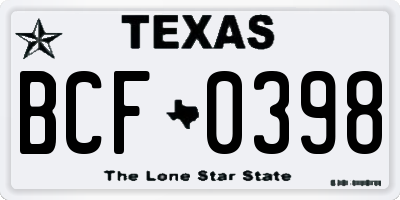 TX license plate BCF0398