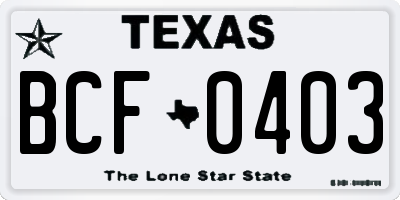 TX license plate BCF0403