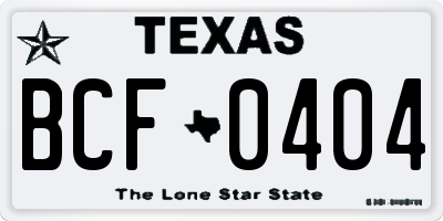 TX license plate BCF0404
