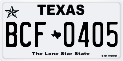 TX license plate BCF0405