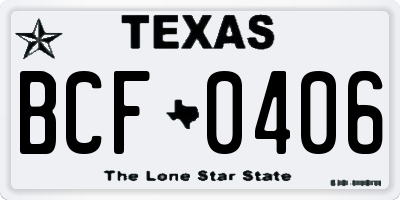 TX license plate BCF0406