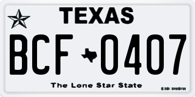 TX license plate BCF0407