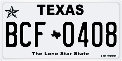 TX license plate BCF0408