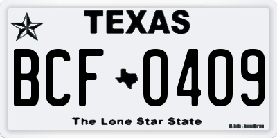 TX license plate BCF0409