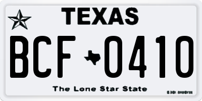 TX license plate BCF0410