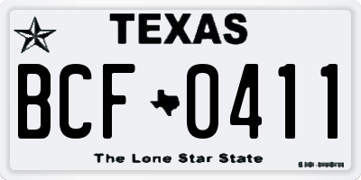 TX license plate BCF0411