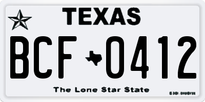 TX license plate BCF0412