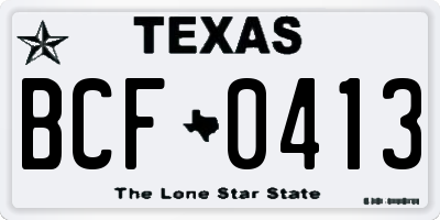 TX license plate BCF0413