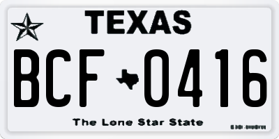 TX license plate BCF0416